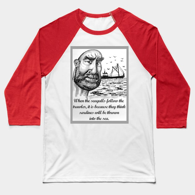 Eric Cantona Caricature Baseball T-Shirt by smadge